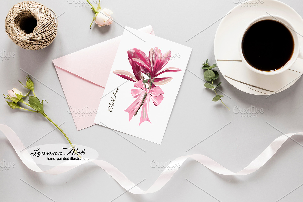 Magnolia Clipart Set, a Seasonal Illustration by Leonaa art (Photo 10 of 10)