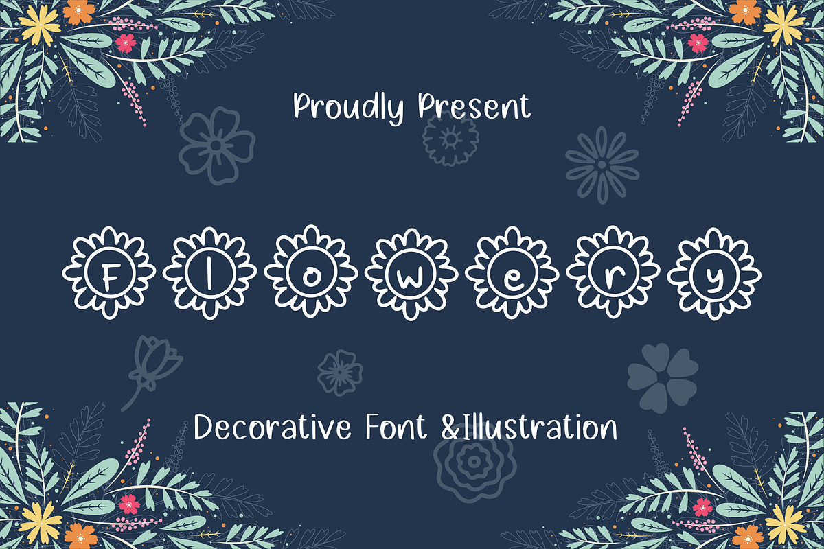 Flowery Font Duo, a Font by Aisyah (Photo 1 of 5)