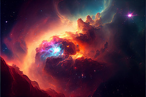 Nebula Space With Stars Background