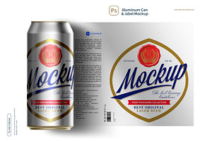 Metallic Aluminum Can & Label Mockup