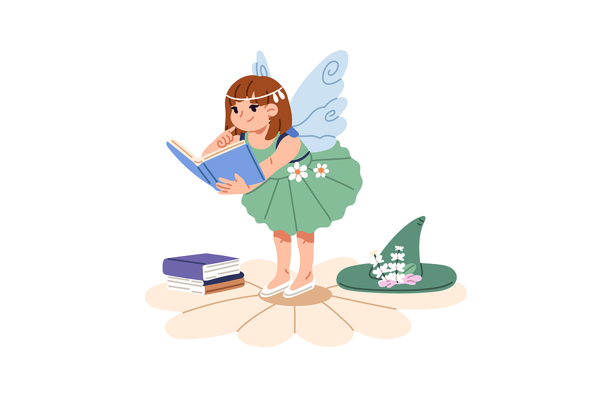 Cute kids reading paper books set, a Person Illustration by PaperTrident (Photo 8 of 9)