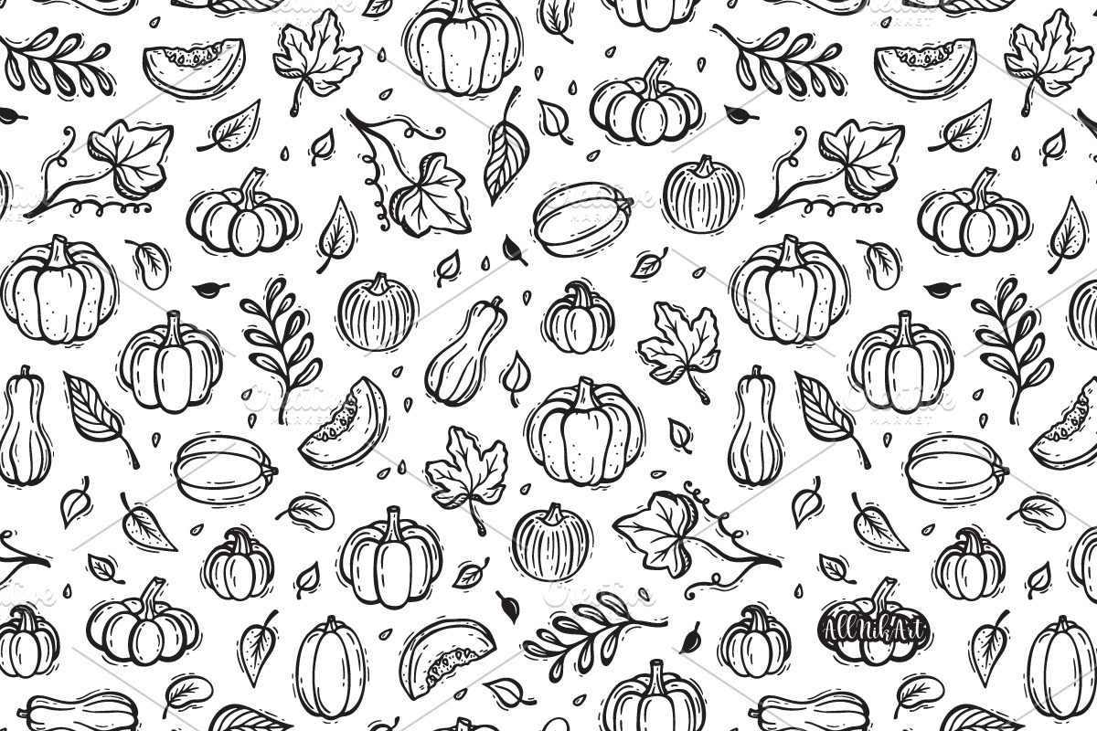 Pumpkins Seamless Patterns, a Pattern Graphic by AllNikArt (Photo 2 of 6)