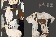Goat seamless + clipart vector set, a Pattern Graphic by PatternsBlooming (Thumbnail 3 of 8)