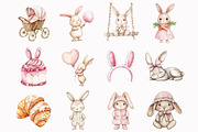 Watercolor Bunny Clipart, a Seasonal Illustration by Design Market (Thumbnail 2 of 5)