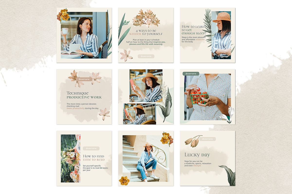 FLORAL Instagram Templates, a Social Media Template by Olg Store (Photo 2 of 4)