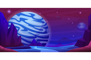 Mystic fantasy landscape. Planet, an Illustration by LadadikArt