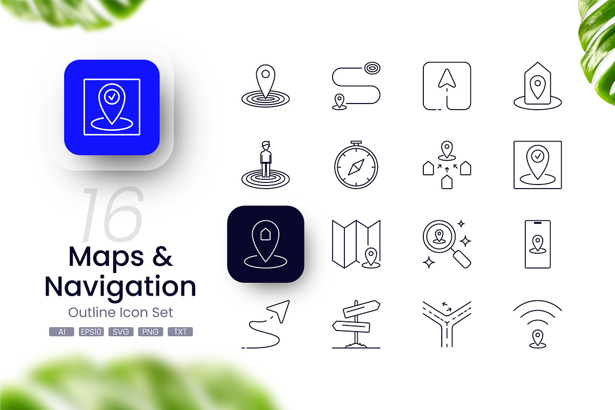 Maps & Navigation Icons, an Outline Icon by cidcud_graphic (Photo 1 of 2)