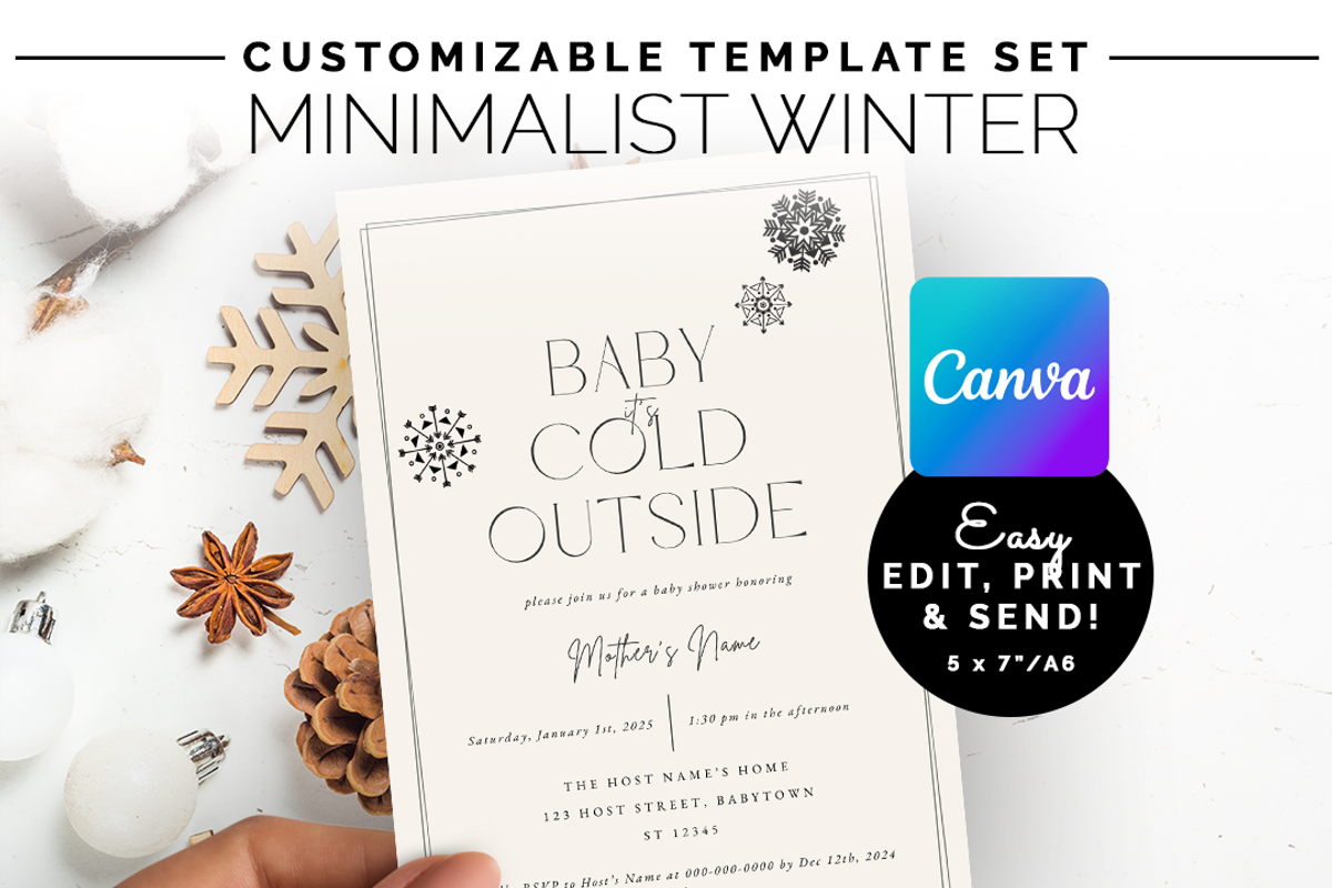 Minimalist Winter Baby Shower Invite, an Invitation Template by Bdemm Studio (Photo 1 of 9)