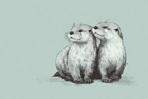Otters sit together in quiet moment, a Photo by Beautiful things