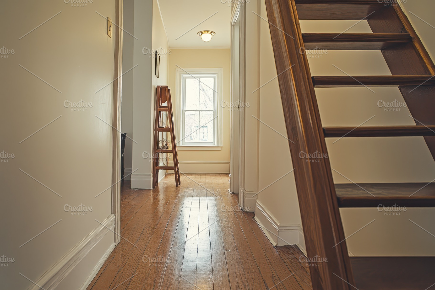 Bright hallway with wooden floor, a Photo by Pavel_design