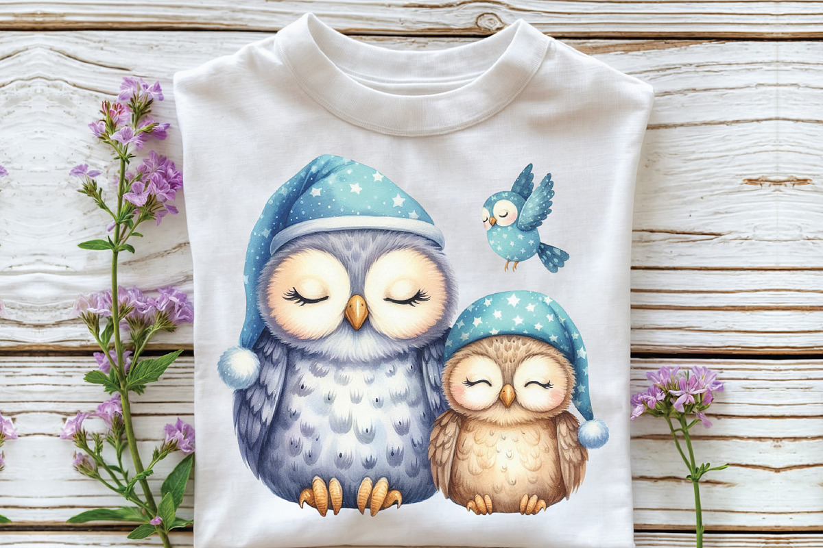 Cute Mom & Bub Owls Clipart, an Illustration by CraftArtStudio (Photo 3 of 6)