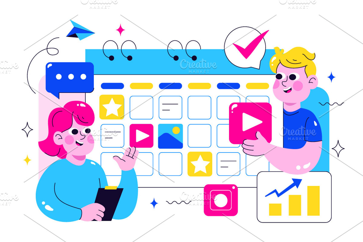 10 Social Media Content Planning, a Technology Illustration by denayunebgt (Photo 4 of 4)