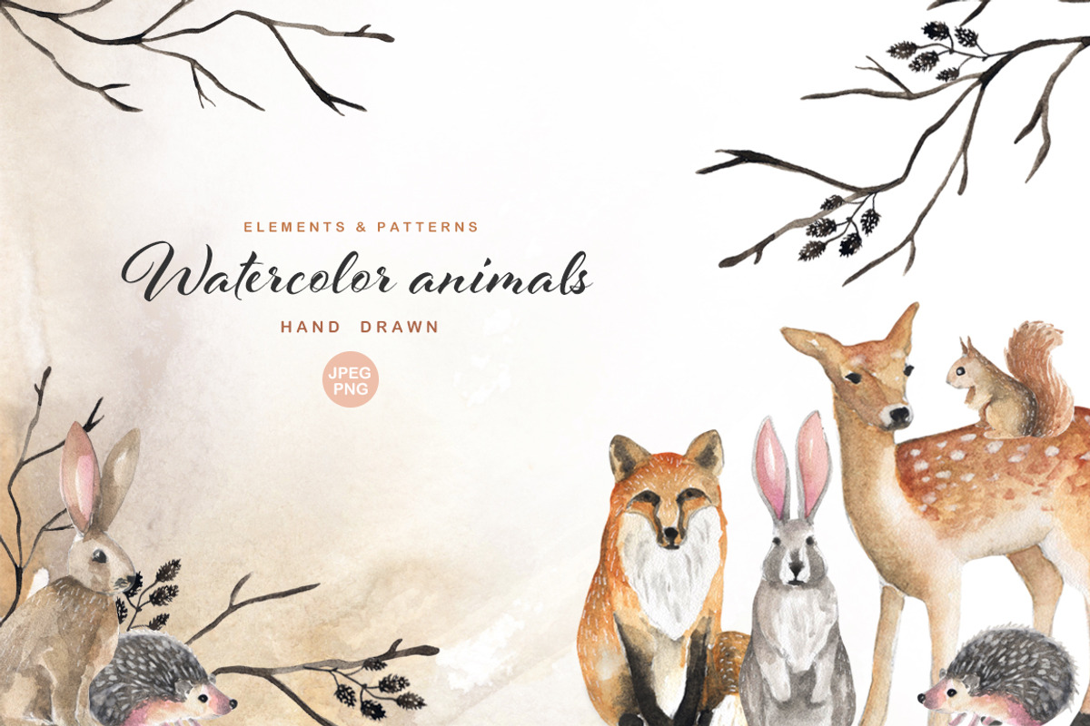 Watercolor animals, an Object Graphic by JuliaBadeeva (Photo 1 of 12)