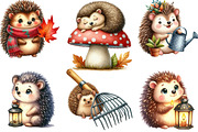 Cute Autumn Hedgehog Garden Clipart, an Illustration by Designking (Thumbnail 2 of 4)