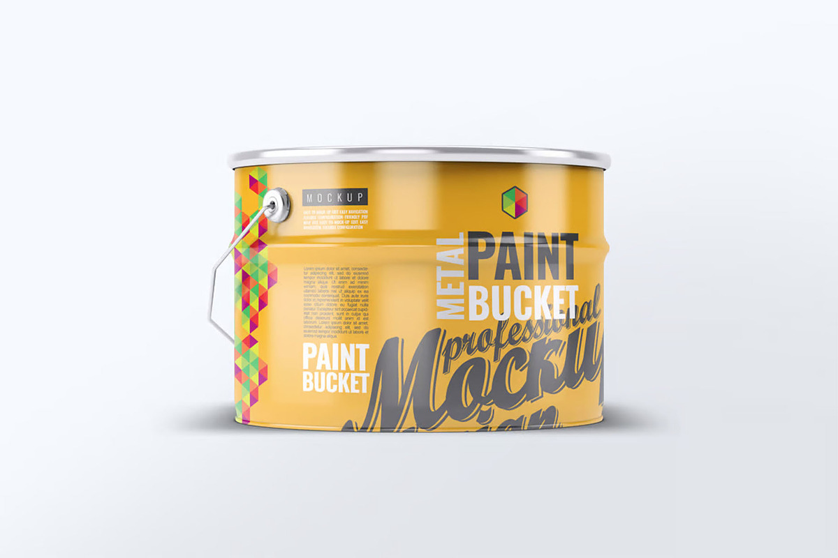 Metal Paint Bucket Mock-Up, a Product Mockup by DesignRushMarket (Photo 5 of 8)