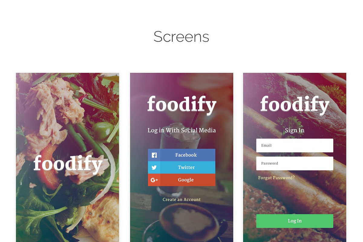 Foodify App UI kit, an UI Kit Template by Designerbundle (Photo 3 of 4)