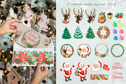 Santa, reindeer watercolorclipart., a Decorative Illustration by SavinV (Thumbnail 2 of 7)