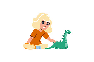 Blond girl playing with green, an Object Illustration by pikepicture