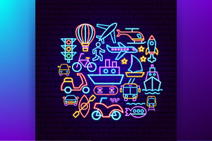 Transport Neon Vector Icons