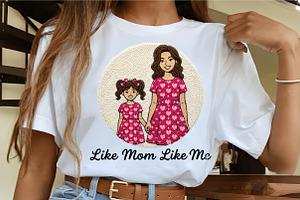 Embroidery Mother Daughter PNG Desig, an Illustration by CrexoraLab