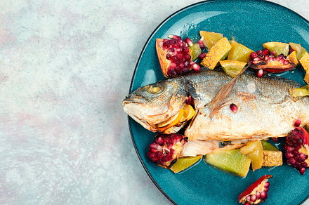 Dorado fish cooked with melon, copy, a Food & Drink Photo by MLunov MLunov
