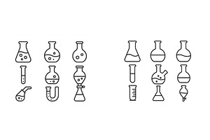 Various laboratory glassware icons, an Illustration by ZinetroN