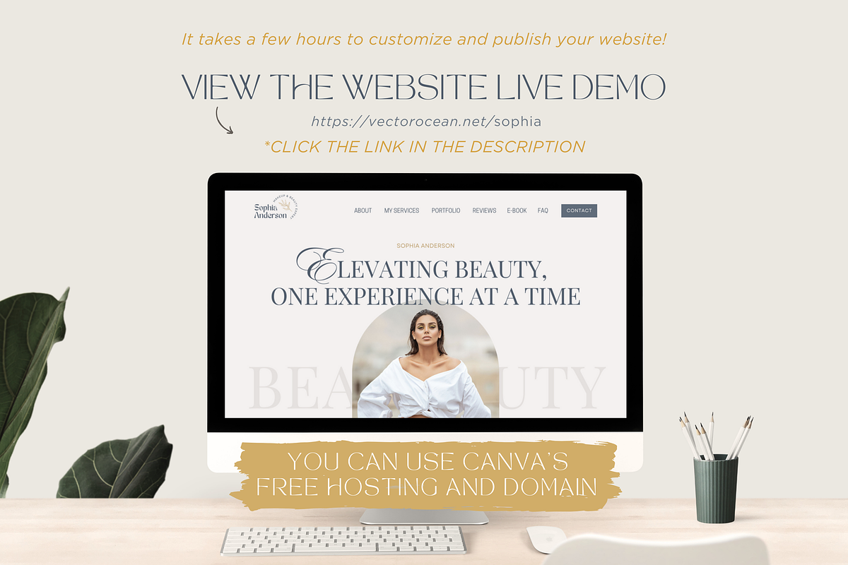 Beauty Website Template Canva Boho, a Landing Page Template by vectorocean (Photo 7 of 11)