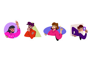 Peeking character illustrations set, a Person Illustration by art PVP - market