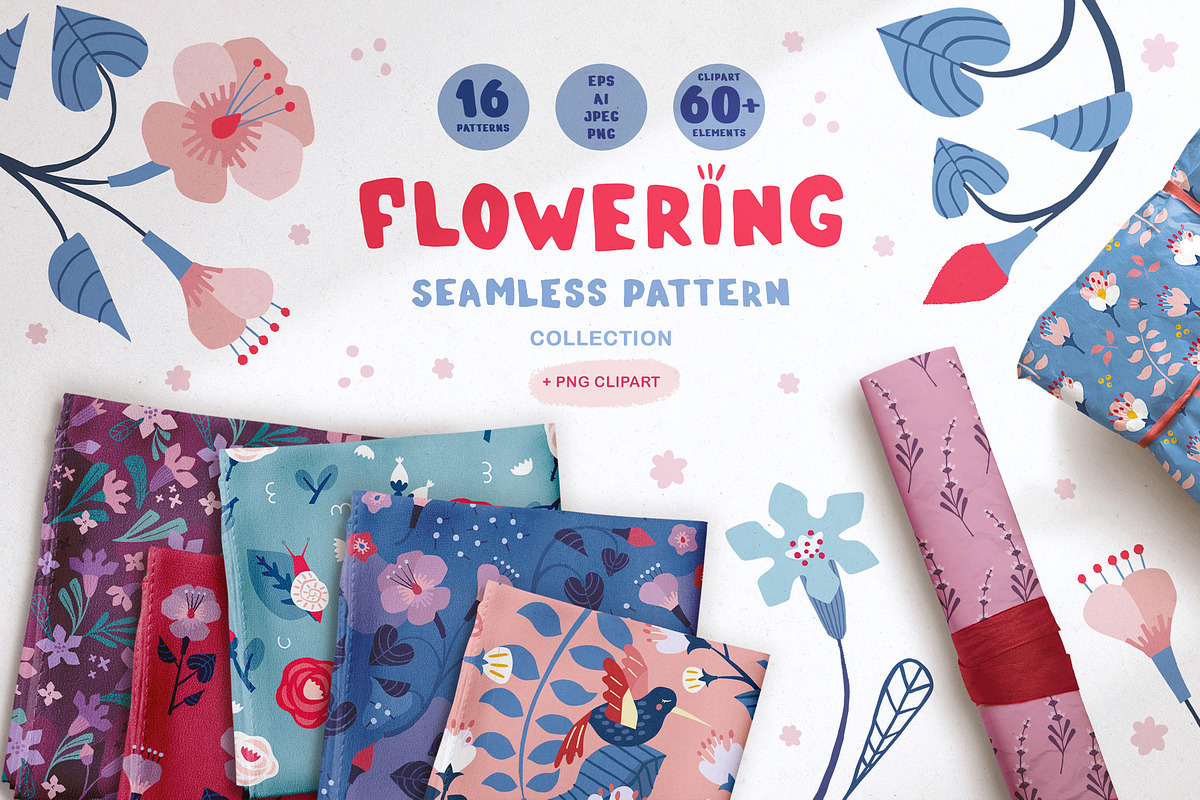Flowering. Patterns and clipart., an Illustration by Lori Room (Photo 1 of 14)