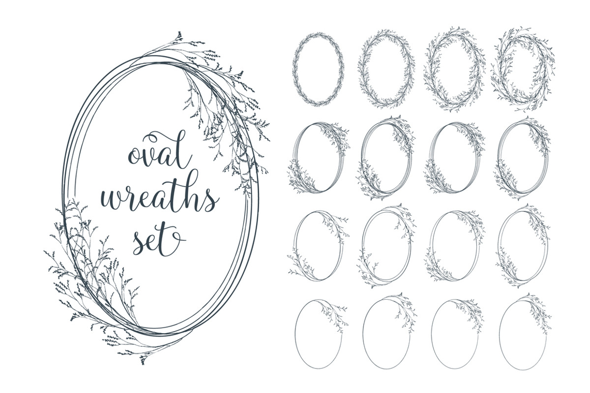Oval botanical wreaths, an Object Graphic by Floralis