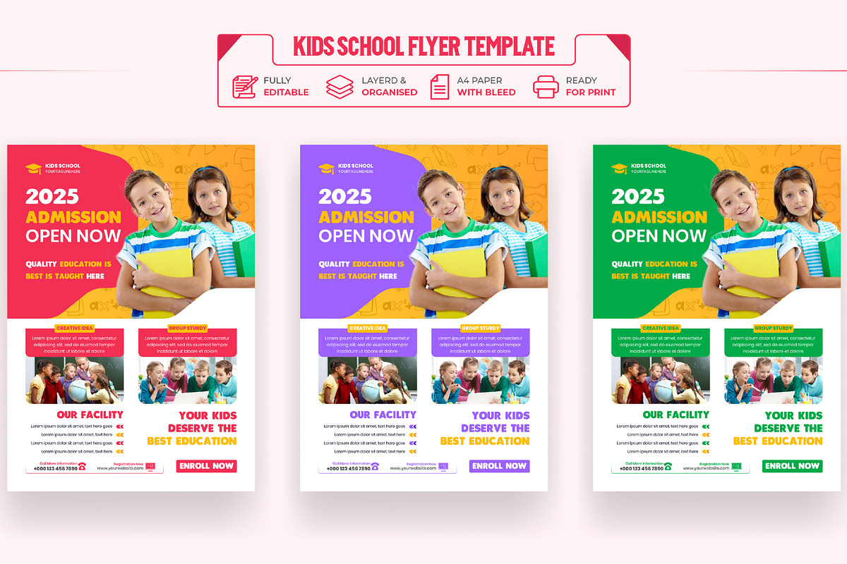 Kids school Admission Flyer Template, a Marketing Template by Mk_Studio (Photo 10 of 11)