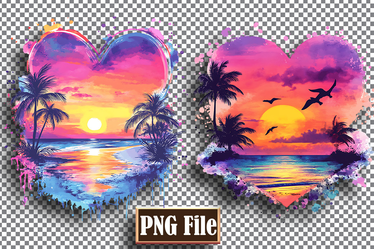 Watercolor Beach Heart Clipart Png, an Object Graphic by protabsorkar11 (Photo 5 of 6)