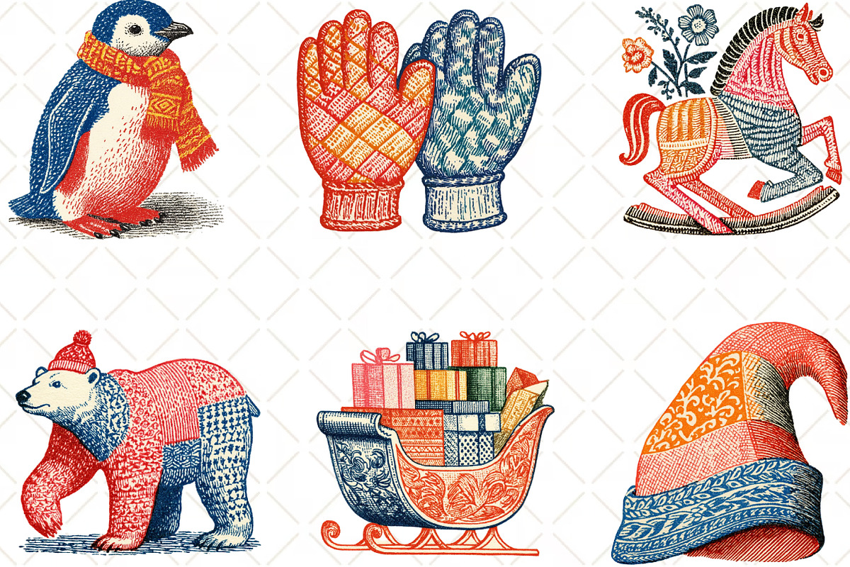 Patchwork Christmas Watercolor, an Illustration by Black Bird Studio (Photo 6 of 6)