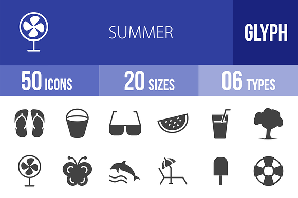 50 Summer Glyph Icons