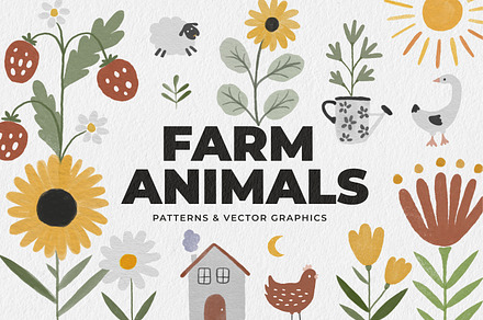 FARM ANIMALS patterns & graphics