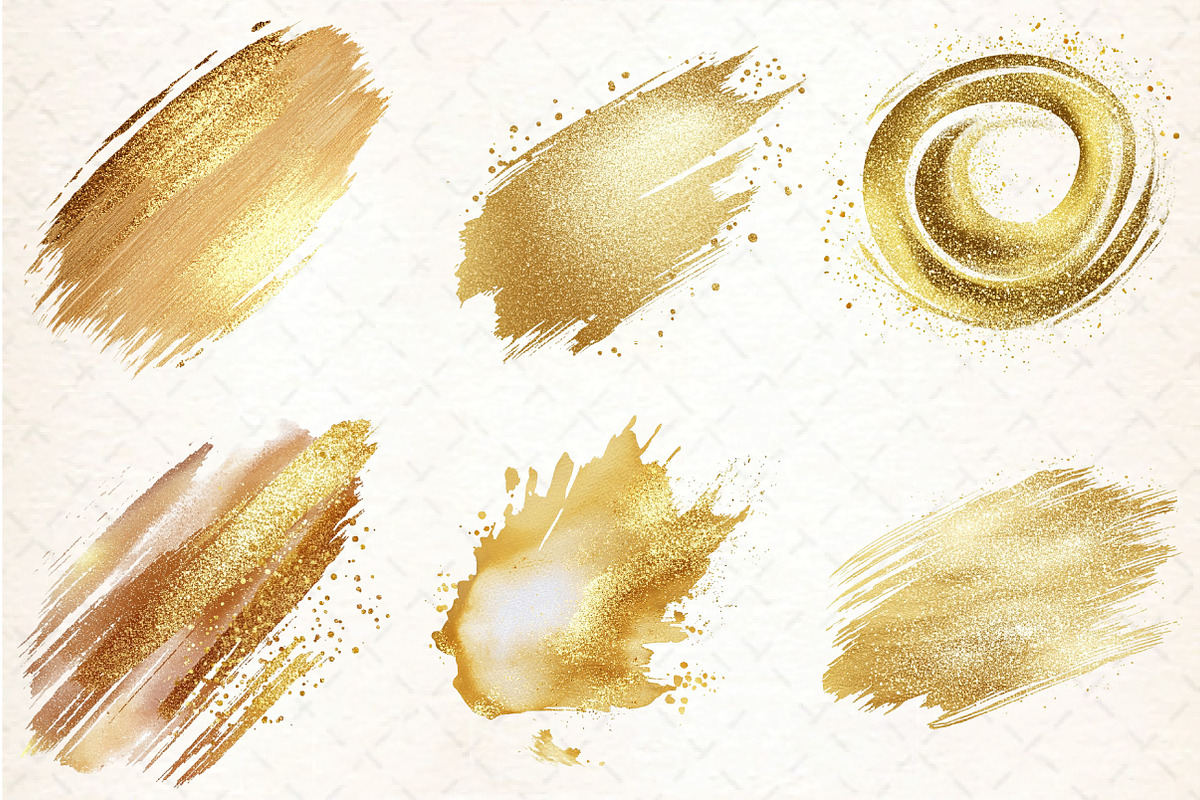 Watercolor Gold Glitter Paint Elemen, an Illustration by DreamCafeArt (Photo 3 of 7)