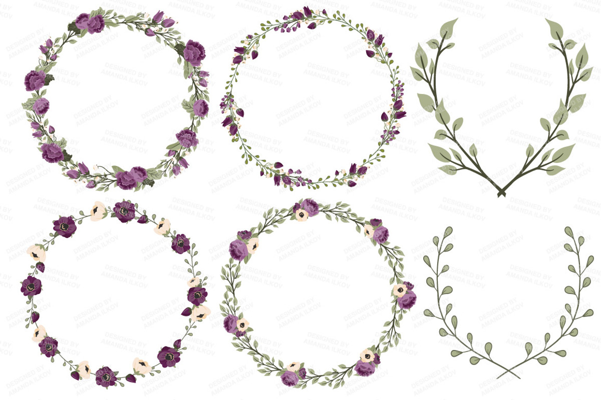 Plum Floral Wedding Vectors, an Illustration by Amanda Ilkov (Photo 3 of 4)