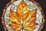 Autumn Leaves PNG Stained Glass, a Seasonal Illustration by Tanya Kart (Thumbnail 2 of 7)