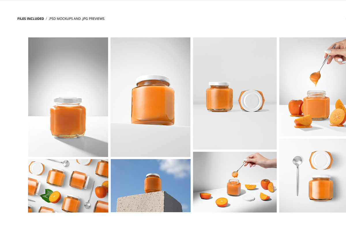 Persimmon Jam Jar Mockup Set, a Cups & Container Mockup by creatsy5 (Photo 2 of 12)