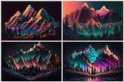 28 Neon Mountain Illustrations in 6K, a Wallpaper Graphic by HipFonts (Thumbnail 8 of 8)