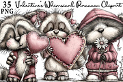 Valentine's Whimsical Raccoon Clipar, an Illustration by Daily.Designs (Thumbnail 1 of 8)