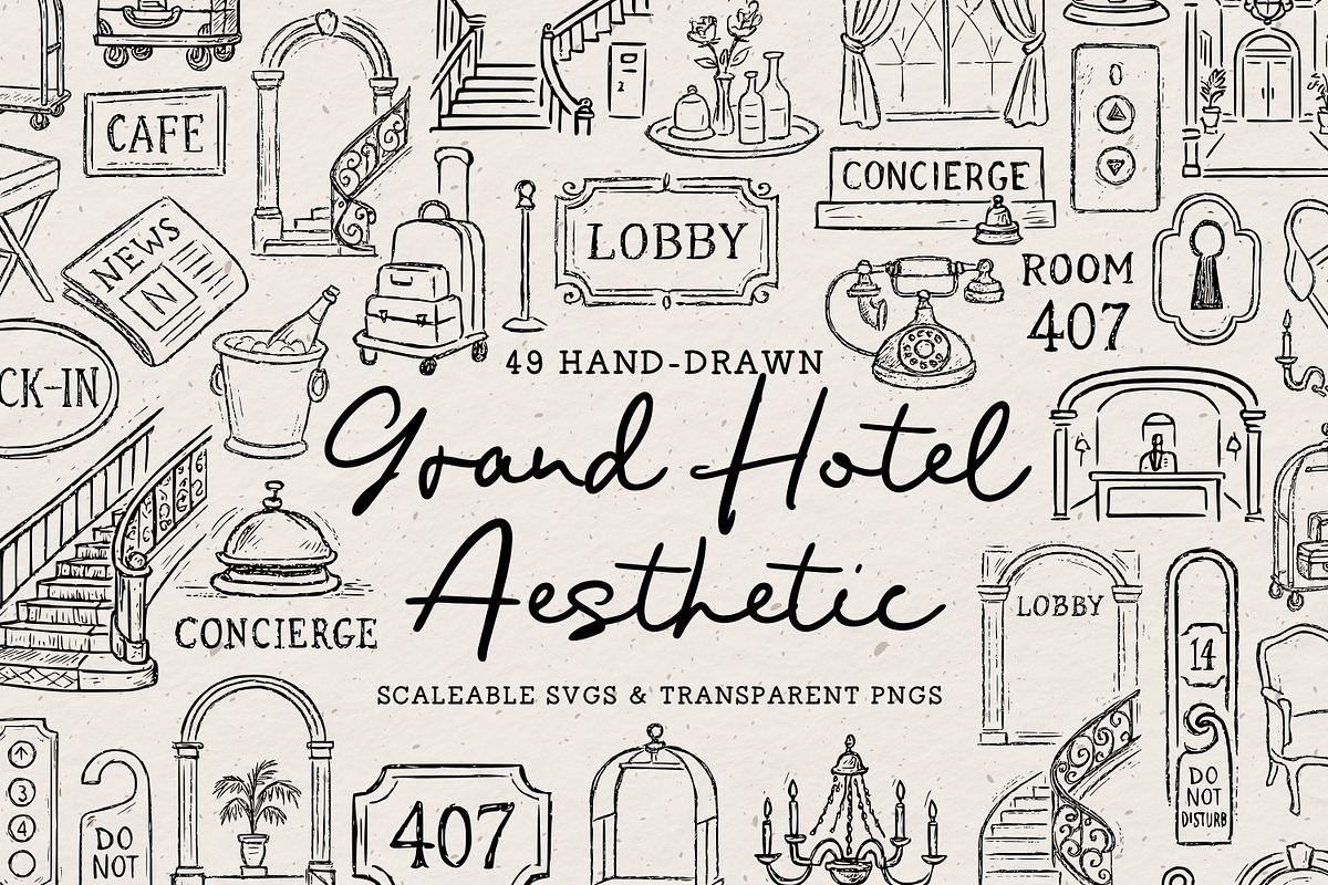 Grand Hotel Clipart, Travel Doodle, an Object Illustration by The October Creative (Photo 1 of 6)