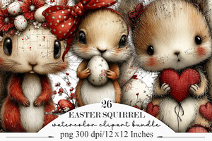 Whimsical Easter Squirrel Clipart, an Illustration by Designking