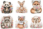 Cute Flower Animal Clipart Bundle, an Animal Illustration by SVGArt (Thumbnail 3 of 4)