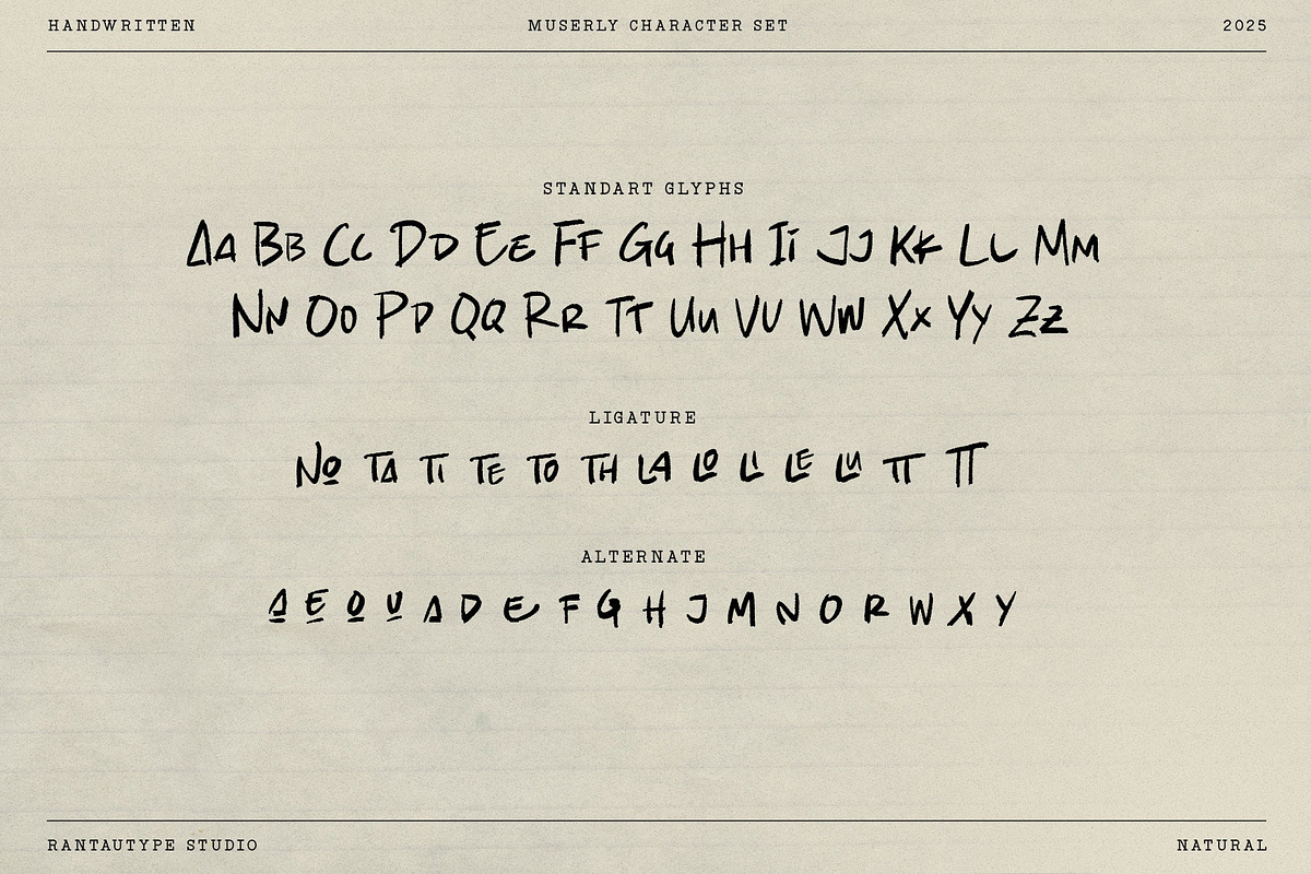 Muserly a Natural Handwritten Font, a Script Font by RantautypeStudio (Photo 13 of 15)