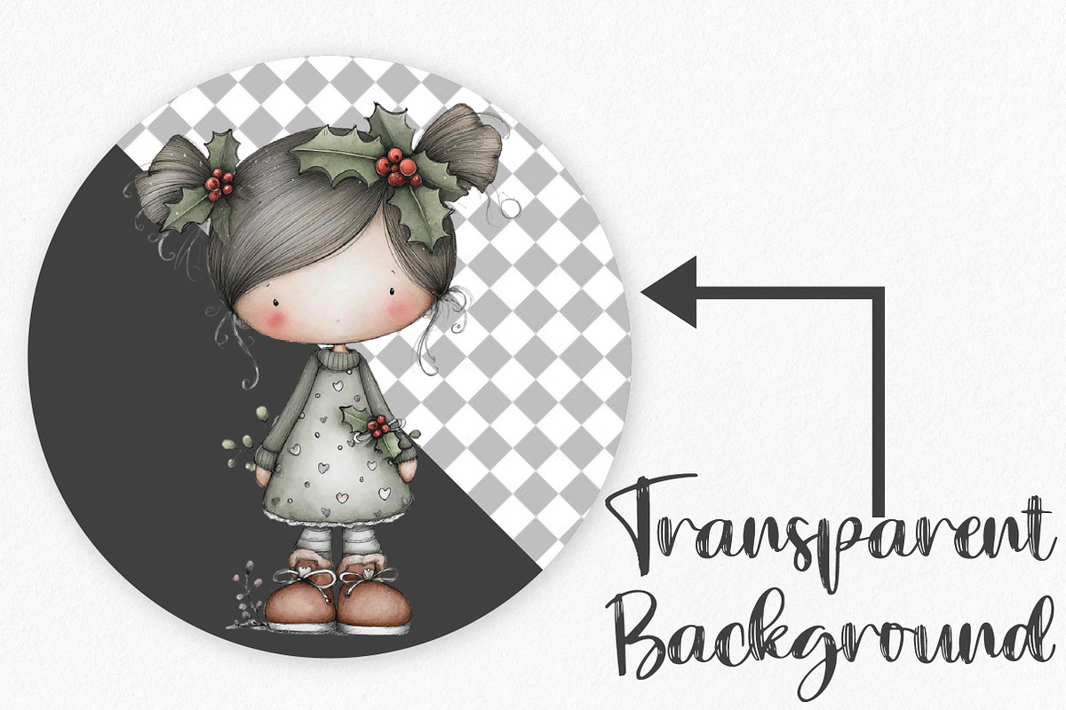 Cute Holly Girl Clipart Bundle, an Illustration by Canvas Craft (Photo 2 of 7)