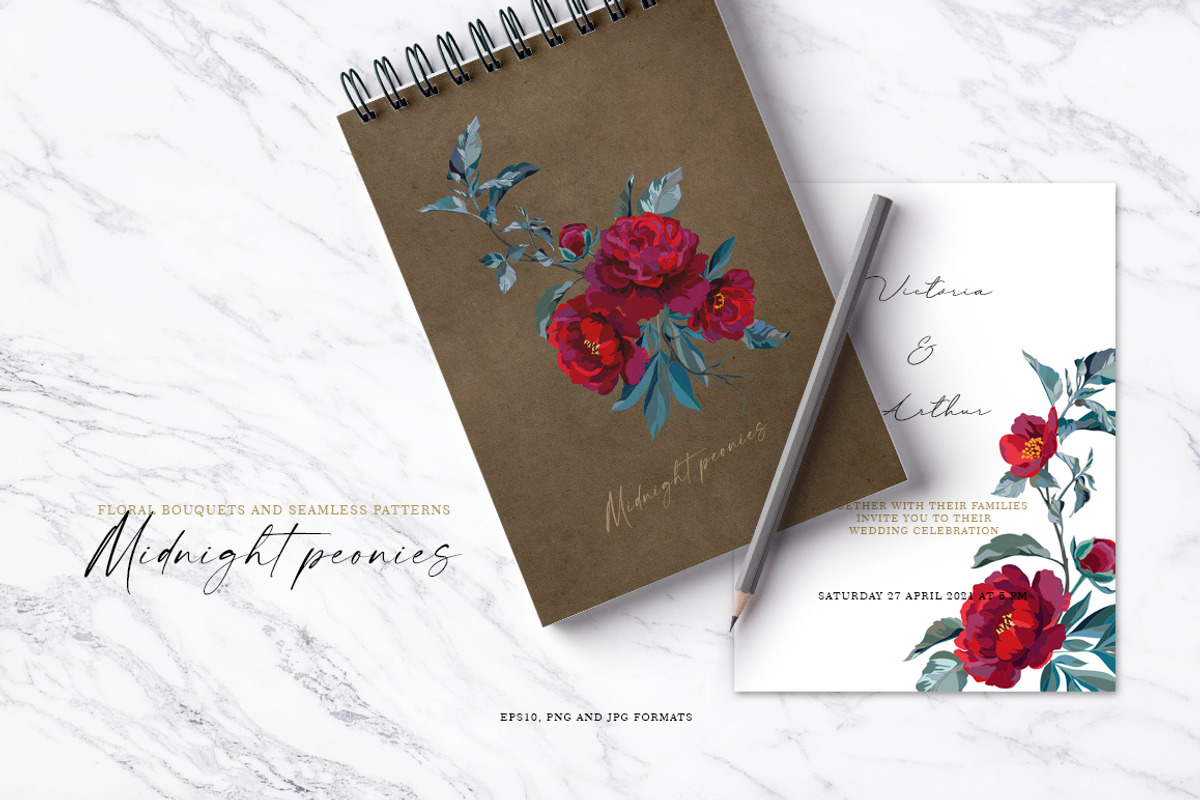 Dark red peonies, an Illustration by Vasmila (Photo 7 of 10)
