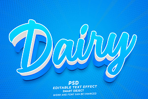 PSD Dairy 3d Editable Text Effect