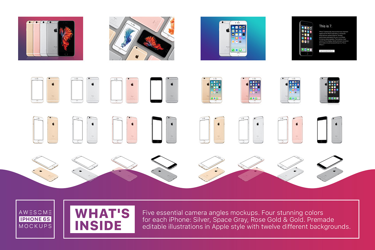 Awesome iPhone 6S Mockups, an iPhone Mockup by Mockups & Illustrations (Photo 10 of 11)