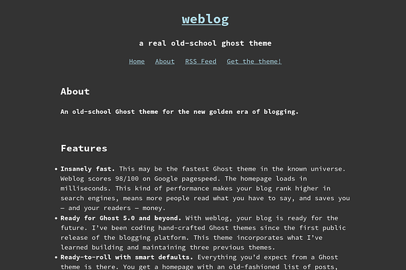 weblog — old-school ghost 6.0 theme preview 5